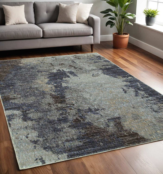 5' X 7' Navy Blue Abstract Power Loom Area Rug - Homeroots - Flyclothing LLC