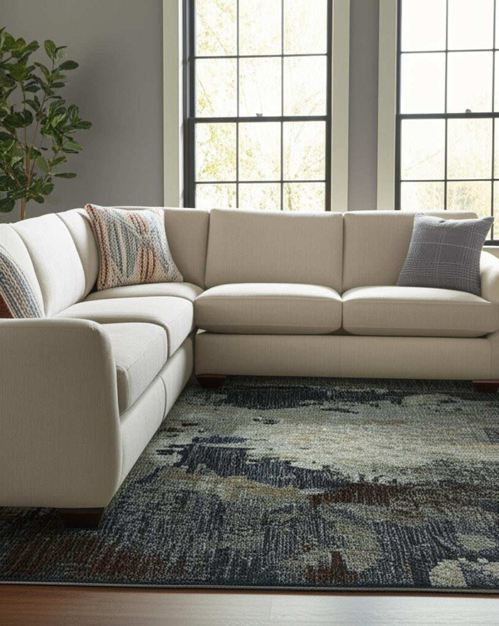 7' X 10' Navy Blue Abstract Power Loom Area Rug - Homeroots - Flyclothing LLC