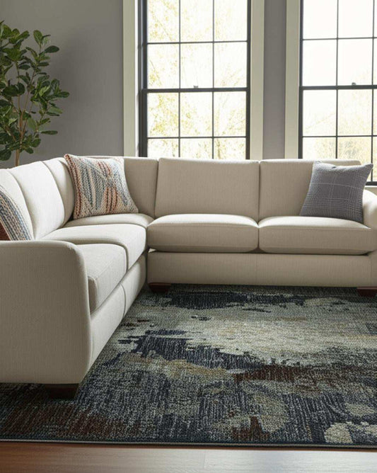 7' X 10' Navy Blue Abstract Power Loom Area Rug - Homeroots - Flyclothing LLC