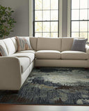 7' X 10' Navy Blue Abstract Power Loom Area Rug - Homeroots - Flyclothing LLC