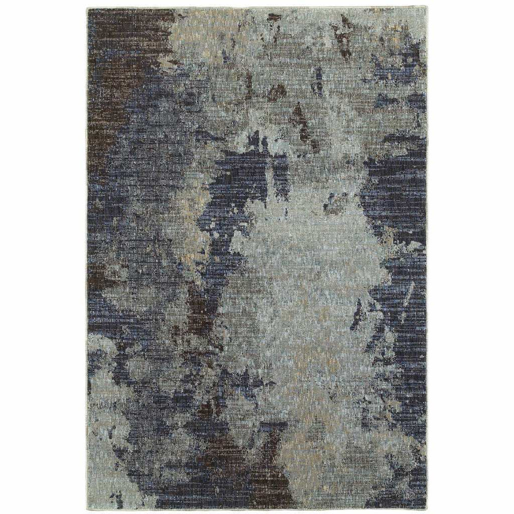 8' X 11' Navy Blue Abstract Power Loom Area Rug - Homeroots - Flyclothing LLC