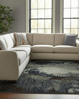 9' X 12' Navy Blue Abstract Power Loom Area Rug - Homeroots - Flyclothing LLC