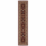 2' X 10' Red And Ivory Oriental Power Loom Runner Rug With Fringe - Homeroots - Flyclothing LLC