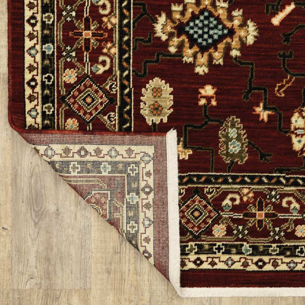 2' X 10' Red And Ivory Oriental Power Loom Runner Rug With Fringe - Homeroots - Flyclothing LLC