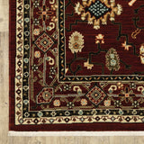 2' X 10' Red And Ivory Oriental Power Loom Runner Rug With Fringe