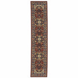 2' X 10' Blue And Red Oriental Power Loom Runner Rug With Fringe - Homeroots