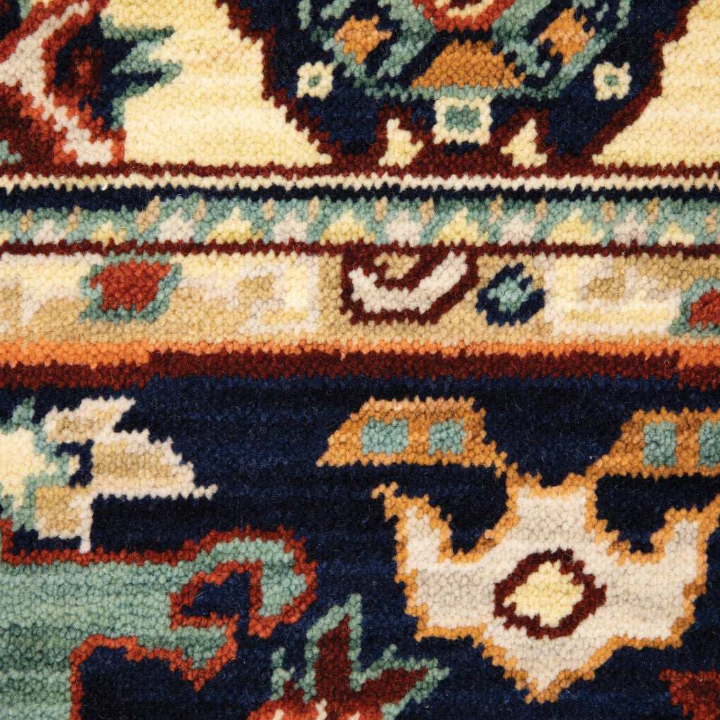 2' X 10' Blue And Red Oriental Power Loom Runner Rug With Fringe - Homeroots - Flyclothing LLC