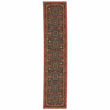 2' X 10' Blue And Red Oriental Power Loom Runner Rug With Fringe - Homeroots - Flyclothing LLC