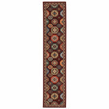 2' X 10' Red And Ivory Oriental Power Loom Runner Rug With Fringe - Homeroots