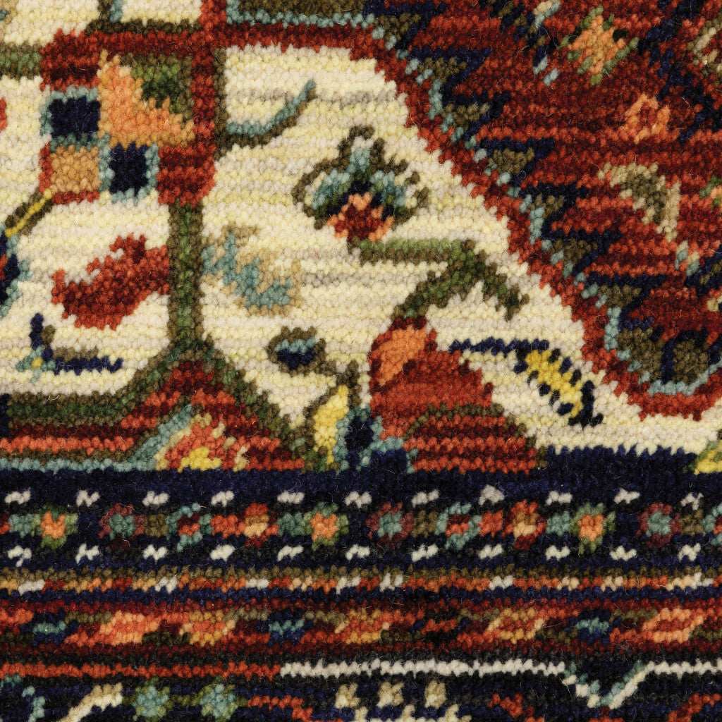 2' X 10' Blue And Red Oriental Power Loom Runner Rug With Fringe - Homeroots - Flyclothing LLC