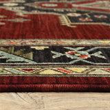 12' Red And Black Oriental Power Loom Runner Rug With Fringe - Homeroots - Flyclothing LLC