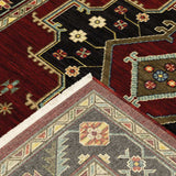 12' Red And Black Oriental Power Loom Runner Rug With Fringe - Homeroots - Flyclothing LLC
