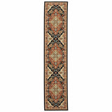 12' Red And Black Oriental Power Loom Runner Rug With Fringe - Homeroots - Flyclothing LLC