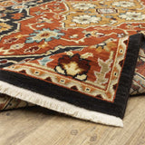 12' Red And Black Oriental Power Loom Runner Rug With Fringe - Homeroots - Flyclothing LLC