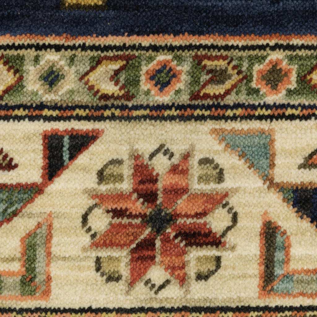 12' Blue and Orange Oriental Power Loom Runner Rug - Homeroots - Flyclothing LLC