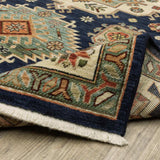 12' Blue and Orange Oriental Power Loom Runner Rug - Homeroots - Flyclothing LLC
