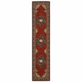 2' X 10' Red And Ivory Oriental Power Loom Runner Rug With Fringe - Homeroots - Flyclothing LLC