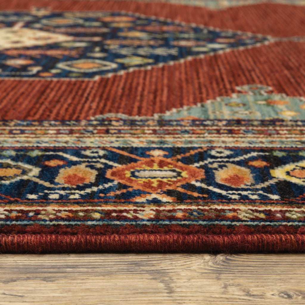 2' X 10' Red And Ivory Oriental Power Loom Runner Rug With Fringe - Homeroots - Flyclothing LLC