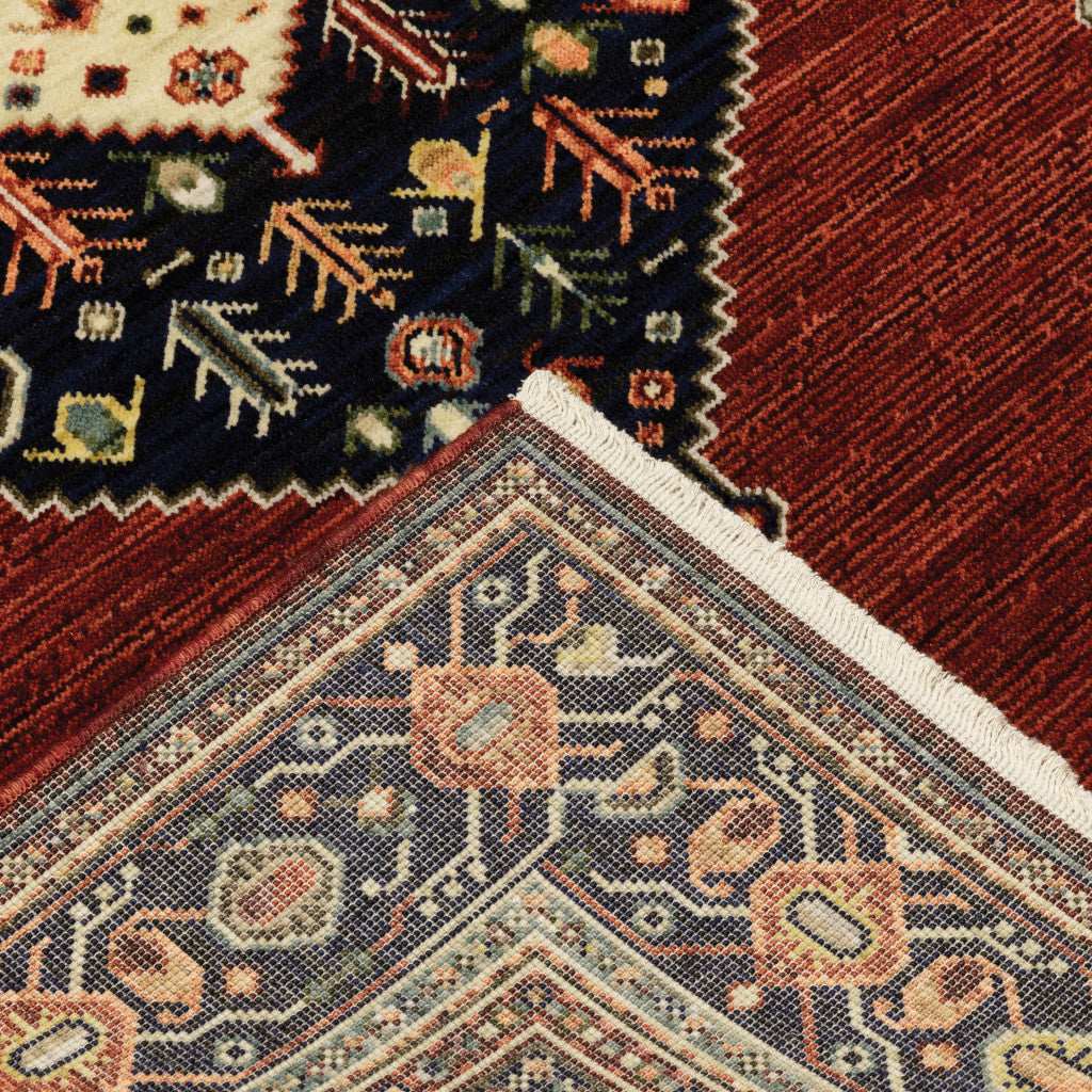 2' X 10' Red And Ivory Oriental Power Loom Runner Rug With Fringe - Homeroots - Flyclothing LLC