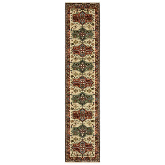 12' Red and Ivory Oriental Power Loom Runner Rug - Homeroots - Flyclothing LLC