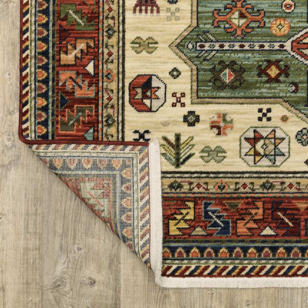 12' Red and Ivory Oriental Power Loom Runner Rug - Homeroots - Flyclothing LLC
