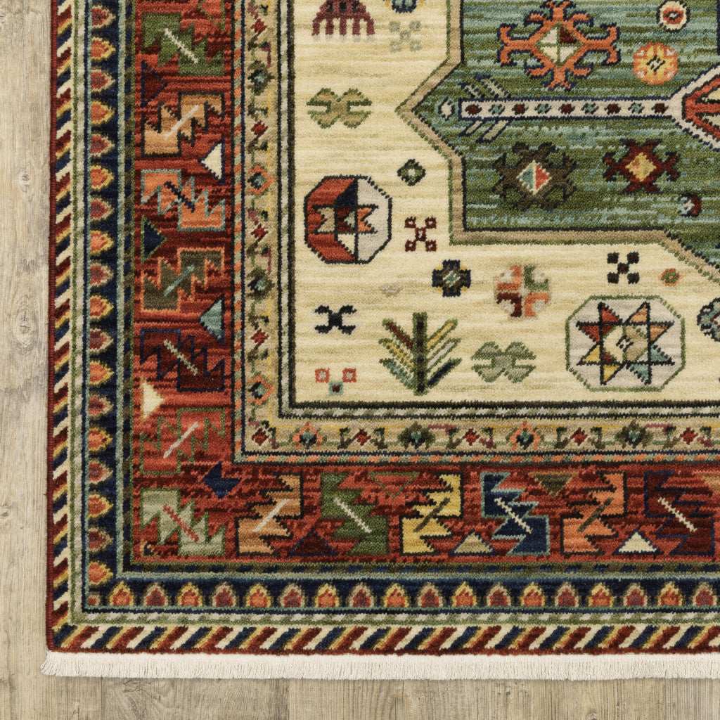 12' Red and Ivory Oriental Power Loom Runner Rug - Homeroots - Flyclothing LLC