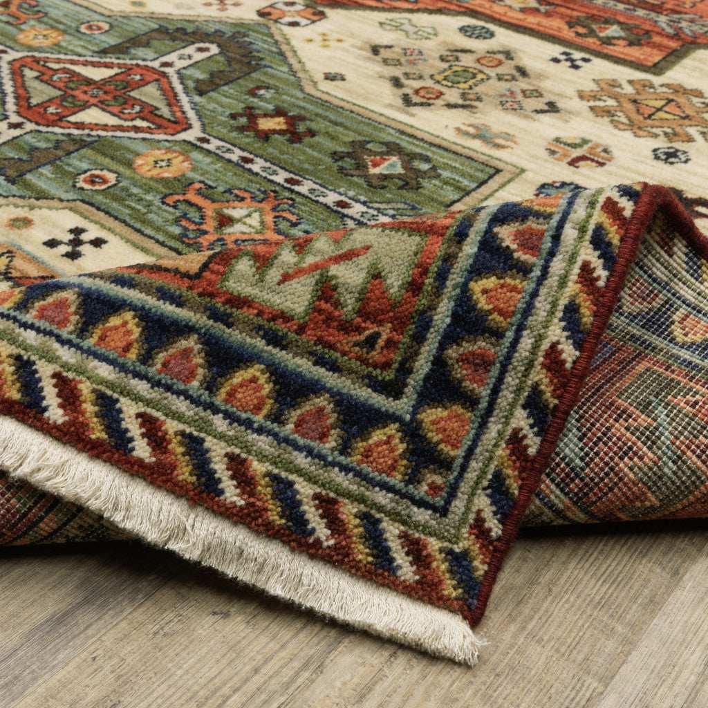 12' Red and Ivory Oriental Power Loom Runner Rug - Homeroots - Flyclothing LLC