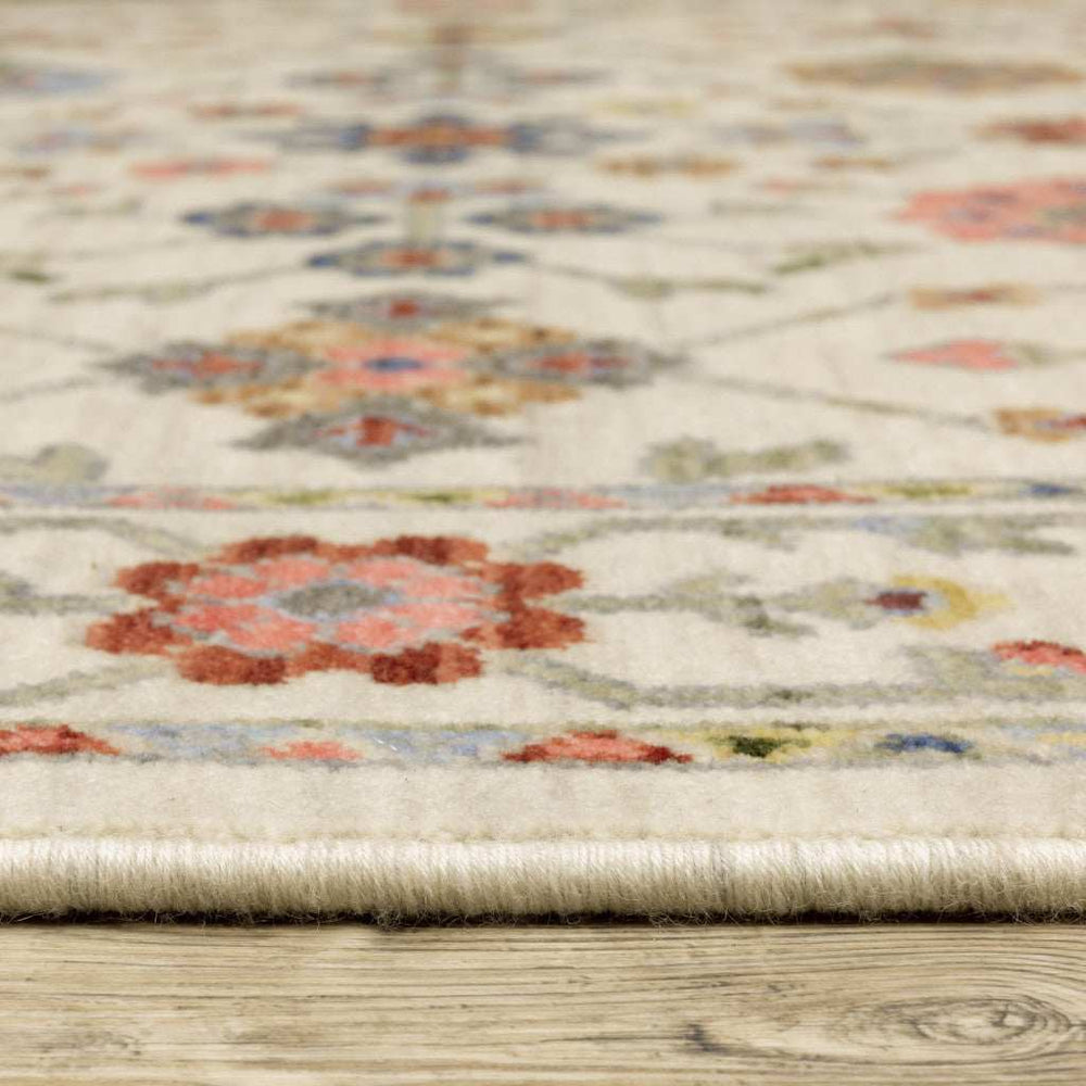 2' X 10' Orange And Ivory Oriental Power Loom Runner Rug With Fringe - Homeroots - Flyclothing LLC