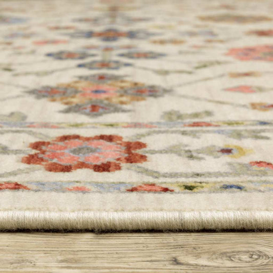 2' X 10' Orange And Ivory Oriental Power Loom Runner Rug With Fringe - Homeroots - Flyclothing LLC