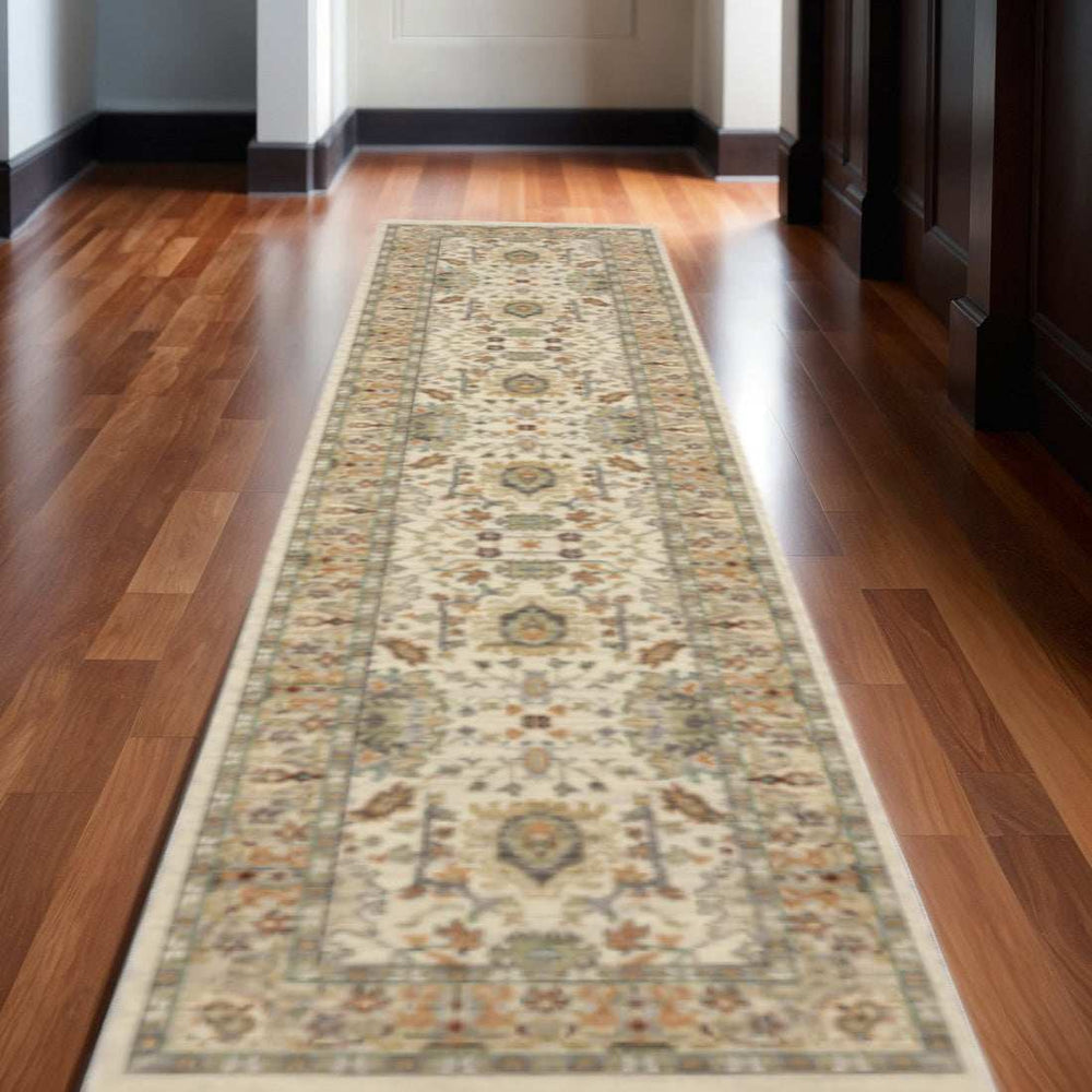 2' X 10' Gray And Ivory Oriental Power Loom Runner Rug With Fringe - Homeroots - Flyclothing LLC