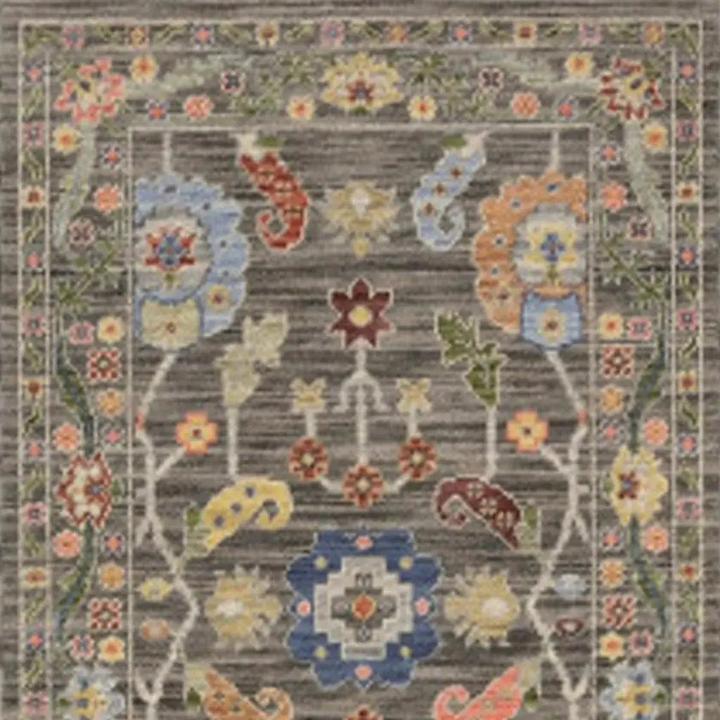 2' X 10' Charcoal Oriental Power Loom Runner Rug With Fringe - Homeroots - Flyclothing LLC