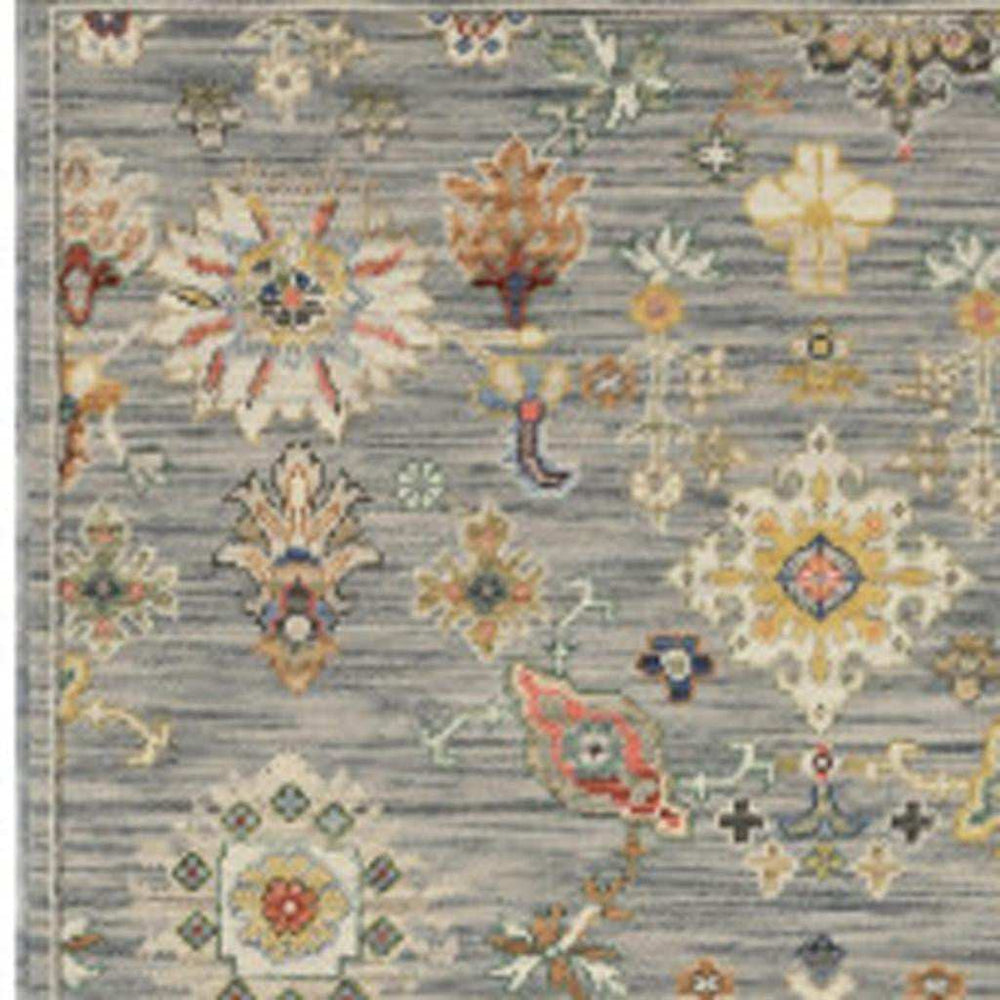 2' X 10' Gray And Ivory Oriental Power Loom Runner Rug With Fringe - Homeroots - Flyclothing LLC