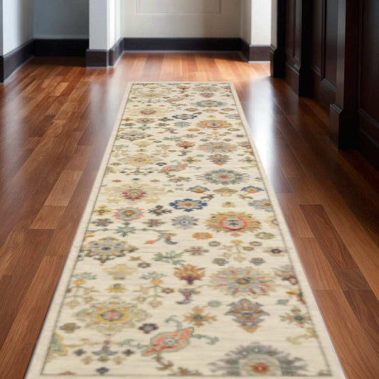 2' X 10' Blue And Ivory Oriental Power Loom Runner Rug With Fringe - Homeroots - Flyclothing LLC