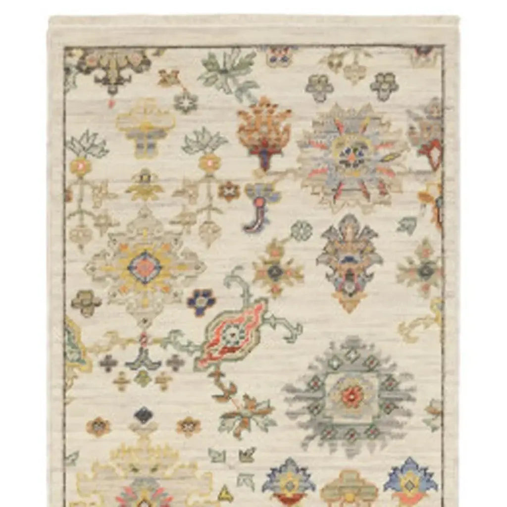 2' X 10' Blue And Ivory Oriental Power Loom Runner Rug With Fringe - Homeroots - Flyclothing LLC