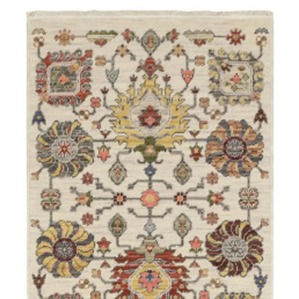 2' X 10' Gray And Ivory Oriental Power Loom Runner Rug With Fringe - Homeroots - Flyclothing LLC