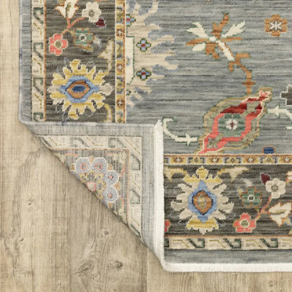 2' X 10' Blue And Gray Oriental Power Loom Runner Rug With Fringe - Homeroots - Flyclothing LLC