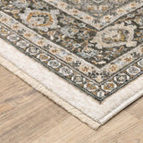 10' X 13' Ivory And Grey Oriental Power Loom Stain Resistant Area Rug With Fringe