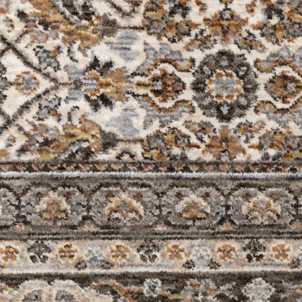 10' X 13' Ivory And Grey Oriental Power Loom Stain Resistant Area Rug With Fringe - Homeroots - Flyclothing LLC