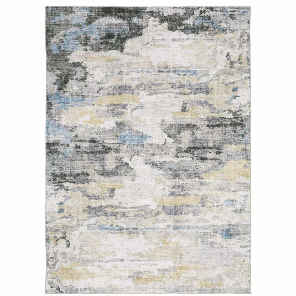 2' X 3' Gray And Ivory Abstract Printed Stain Resistant Non Skid Area Rug - Homeroots - Flyclothing LLC