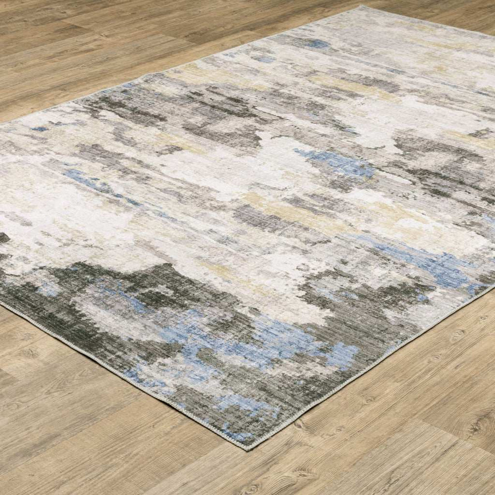 2' X 3' Gray And Ivory Abstract Printed Stain Resistant Non Skid Area Rug - Homeroots - Flyclothing LLC