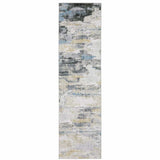 2' X 8' Gray And Ivory Abstract Printed Stain Resistant Non Skid Runner Rug - Homeroots