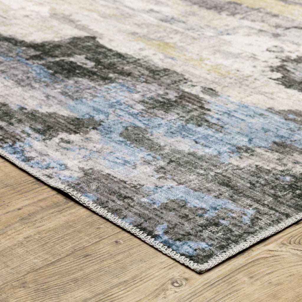 2' X 8' Gray And Ivory Abstract Printed Stain Resistant Non Skid Runner Rug - Homeroots - Flyclothing LLC