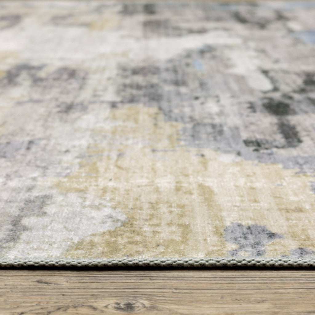 2' X 8' Gray And Ivory Abstract Printed Stain Resistant Non Skid Runner Rug - Homeroots - Flyclothing LLC