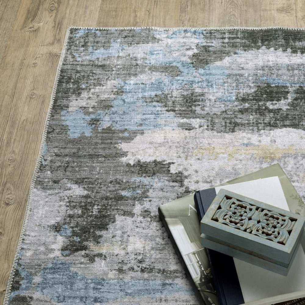 2' X 8' Gray And Ivory Abstract Printed Stain Resistant Non Skid Runner Rug - Homeroots - Flyclothing LLC
