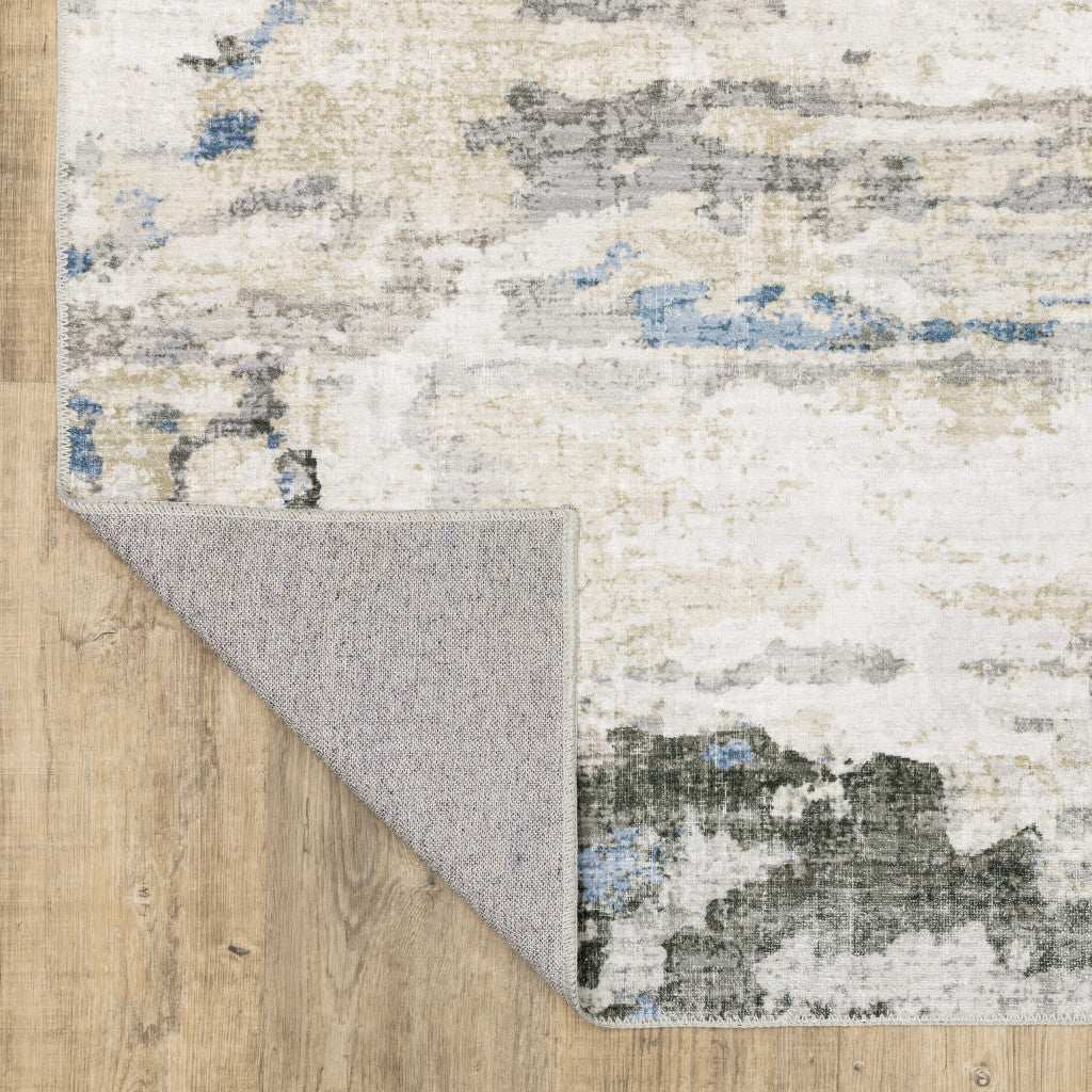 2' X 8' Gray And Ivory Abstract Printed Stain Resistant Non Skid Runner Rug - Homeroots - Flyclothing LLC