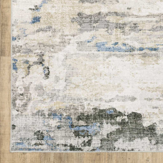 2' X 8' Gray And Ivory Abstract Printed Stain Resistant Non Skid Runner Rug - Homeroots - Flyclothing LLC