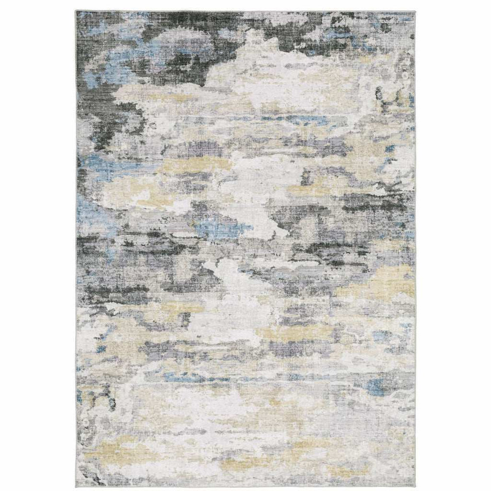 4' X 6' Gray And Ivory Abstract Printed Stain Resistant Non Skid Area Rug - Homeroots - Flyclothing LLC