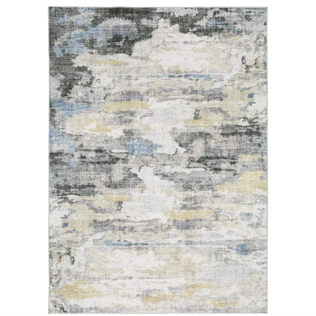 5' X 7' Gray And Ivory Abstract Printed Stain Resistant Non Skid Area Rug - Homeroots - Flyclothing LLC