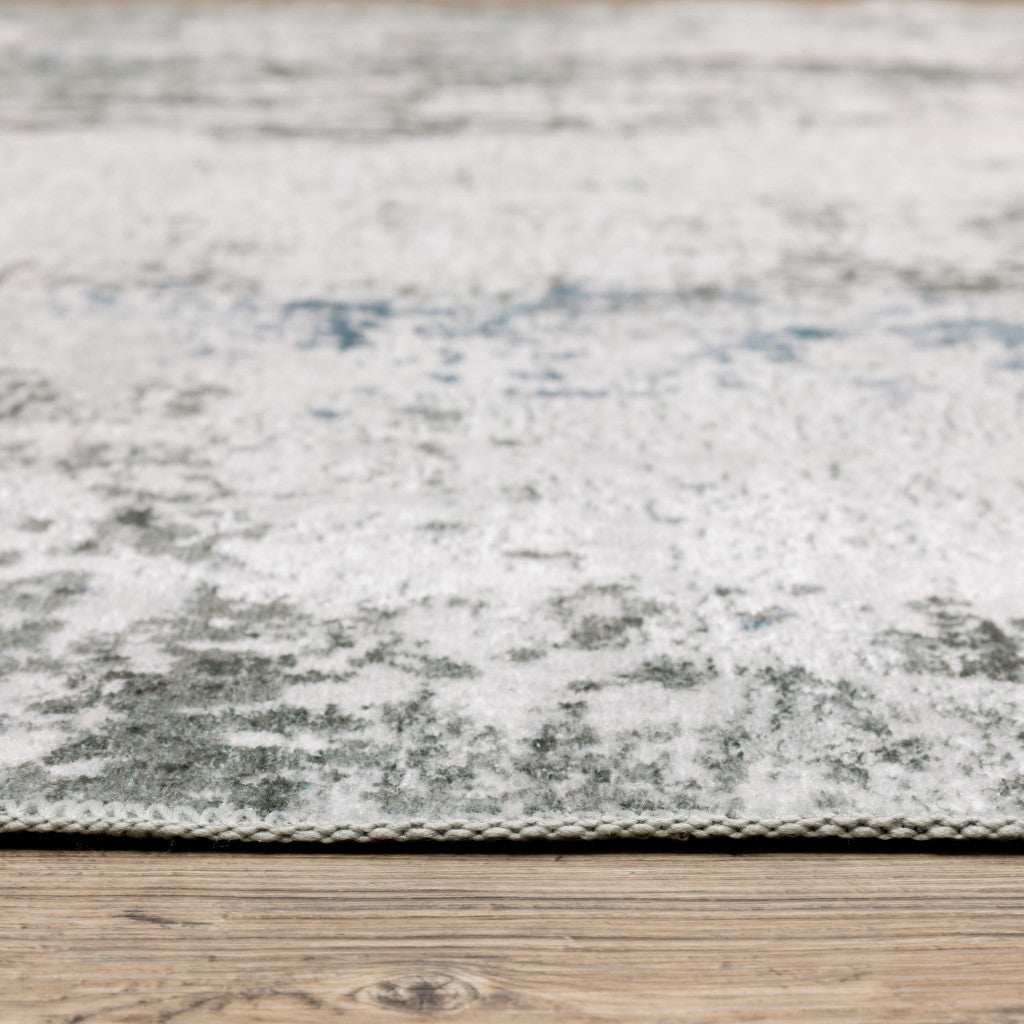 4' X 6' Silver Grey Charcoal And Light Blue Abstract Printed Stain Resistant Non Skid Area Rug - Homeroots - Flyclothing LLC