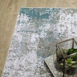 4' X 6' Silver Grey Charcoal And Light Blue Abstract Printed Stain Resistant Non Skid Area Rug - Homeroots - Flyclothing LLC
